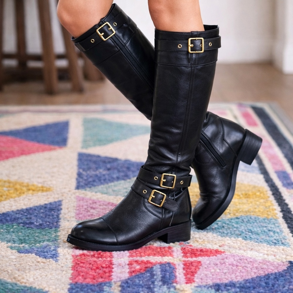 Miz Mooz Kailia Black Leather Boots Size 7 - Picture 1 of 9